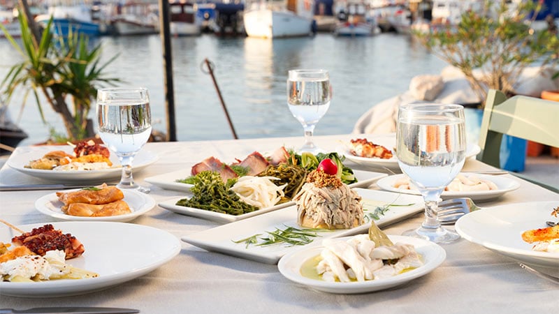 Various dishes served on the table