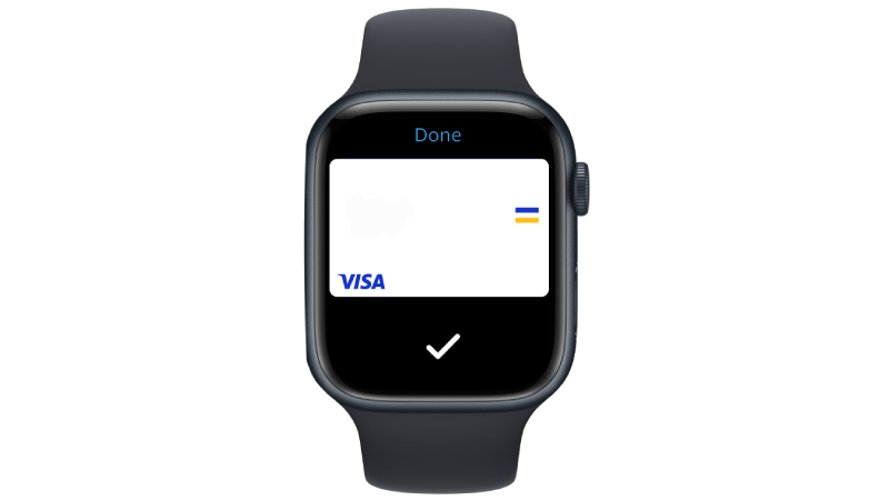 Visa card on the Apple Watch display